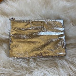 NWT Kate Spade metallic foil snake print clutch
